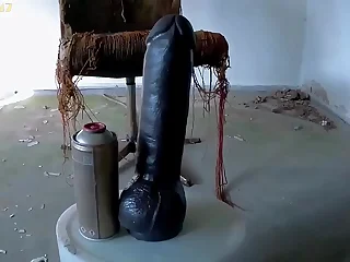 Big black Dildo connected with abandoned place